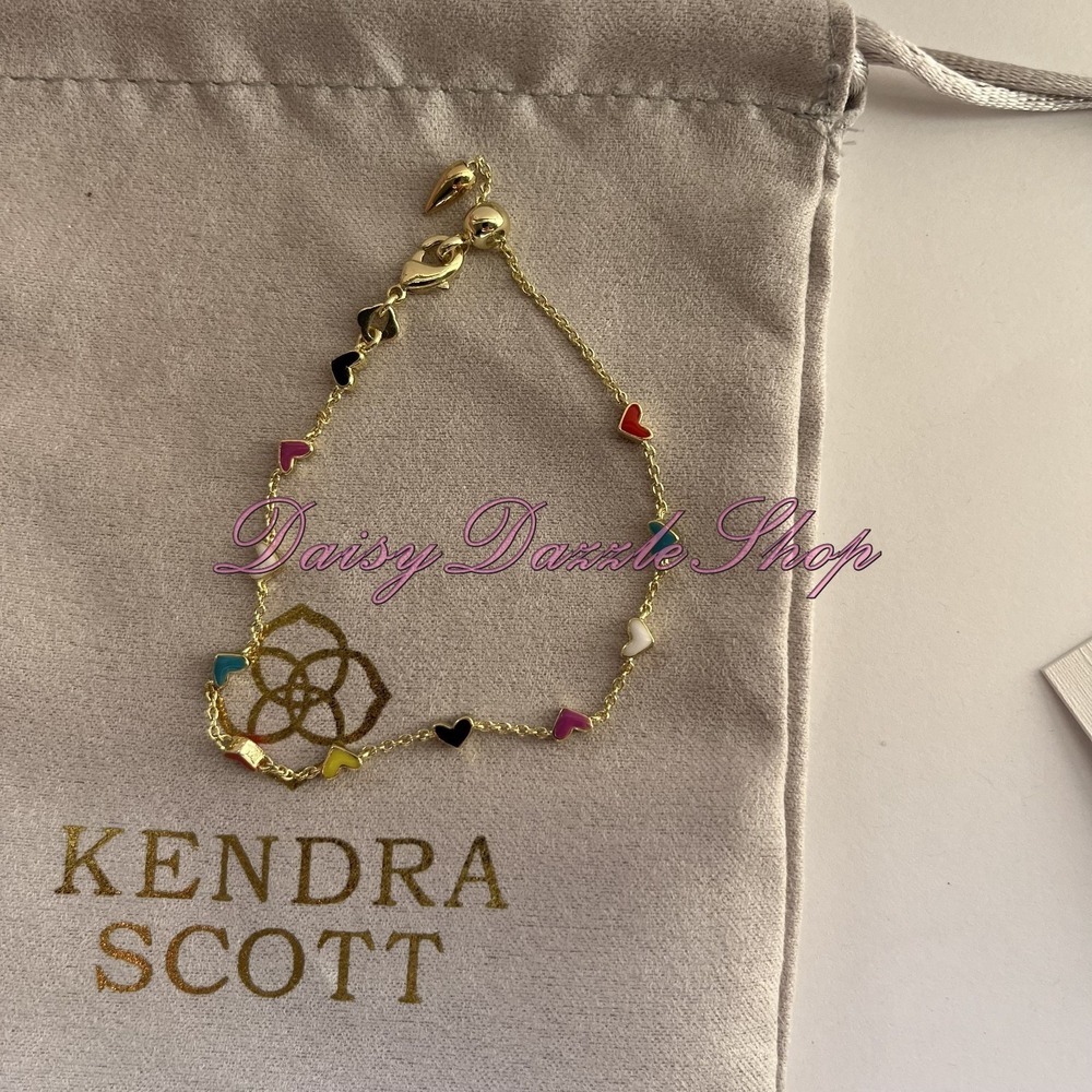 ✨Kendra Scott Haven Heart Gold Chain Bracelet in Multi Mix Color New 🩷 - Picture 4 of 4
